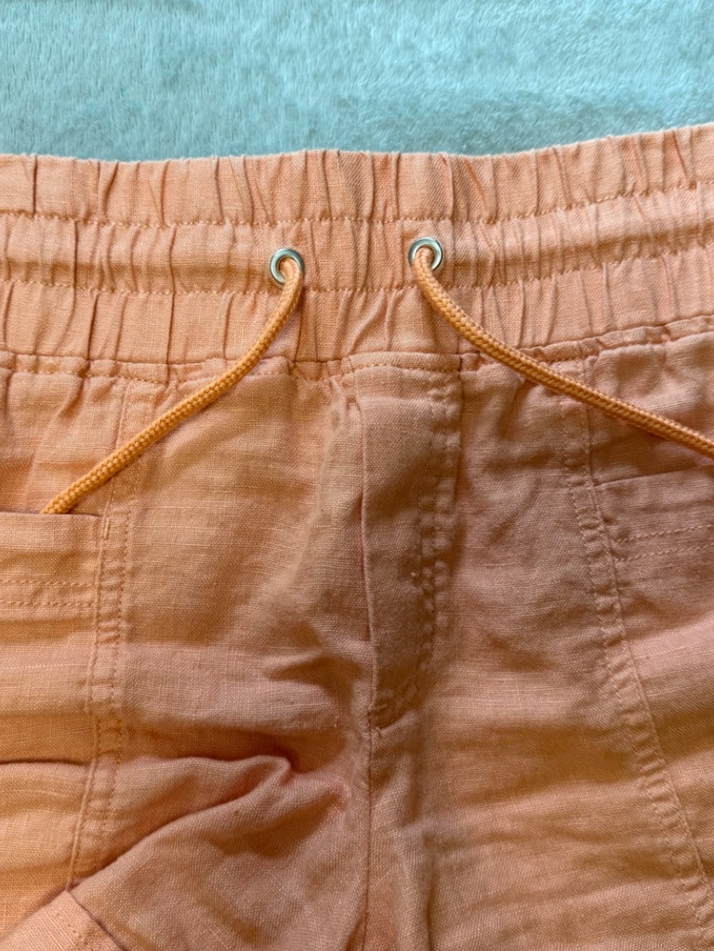 Athleta Cabo Linen Blend Shorts Size 2 Peach Coral Drawstring Casual Summer - Picture 6 of 12